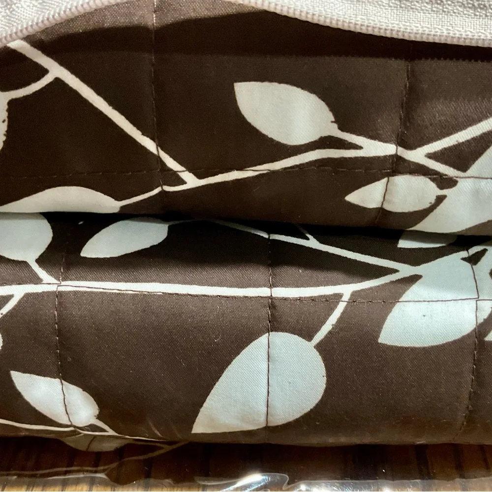 Loveseat cover brown & white leaf pattern reverses to solid brown